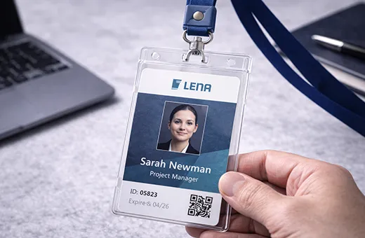 Professional badge holder with identification badge