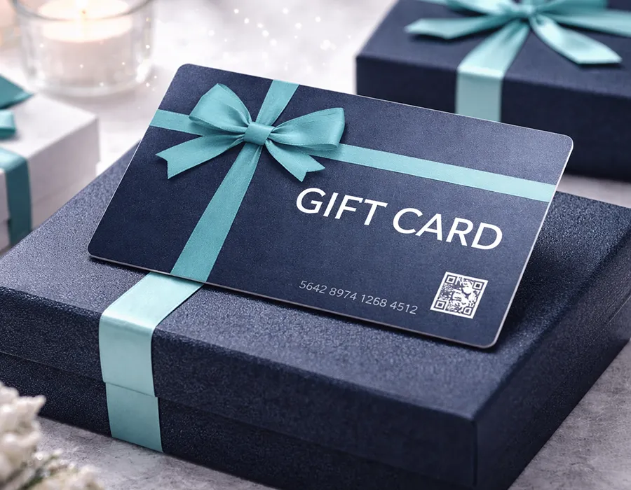 Custom PVC gift cards with premium finishes for retail and hospitality brands