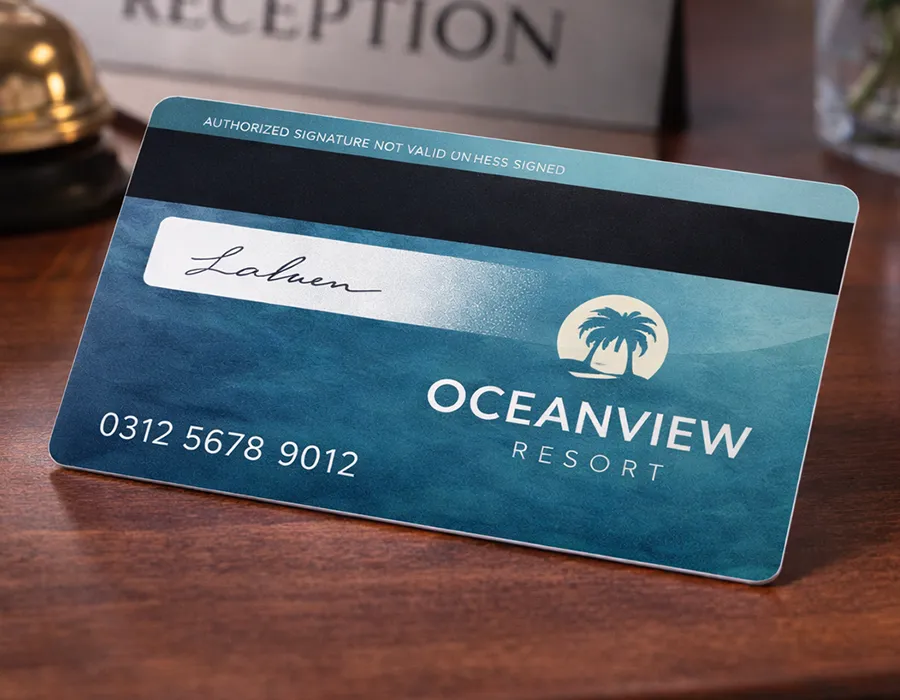 Custom PVC magnetic stripe cards with Hi-Co and Lo-Co encoding for hotels, parking and legacy POS systems