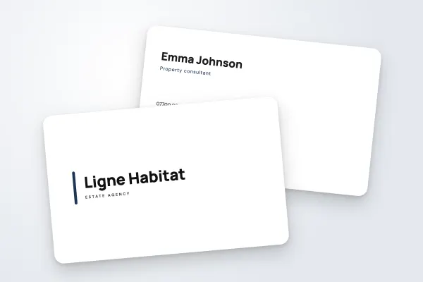 business card template “Ligne Habitat” (property, accent bar, modern): front and back