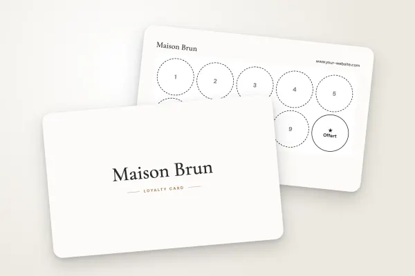 loyalty card template “Maison Brun” (beauty and hairdressing, ornament, elegant serif): front and back