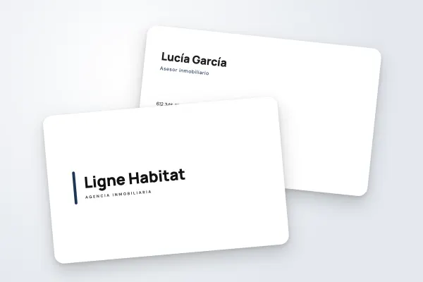 Modelo de tarjeta de visita «Ligne Habitat» (inmobiliaria, barra de acento, moderno): anverso y reverso