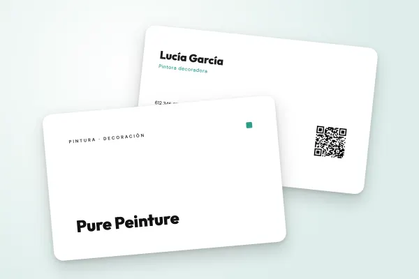 Modelo de tarjeta de visita «Pure Peinture» (artesanos y construcción, sobrio, un solo acento): anverso y reverso