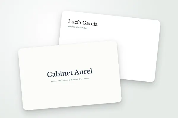 Modelo de tarjeta de visita «Cabinet Aurel» (salud y bienestar, ornamento, salvia): anverso y reverso