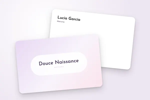Modelo de tarjeta de visita «Douce Naissance» (salud y bienestar, degradado pastel, píldora): anverso y reverso