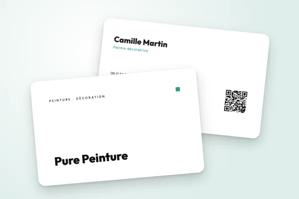 Modèle de carte de visite « Pure Peinture » (artisans et bâtiment, sobre, un seul accent) : recto et verso