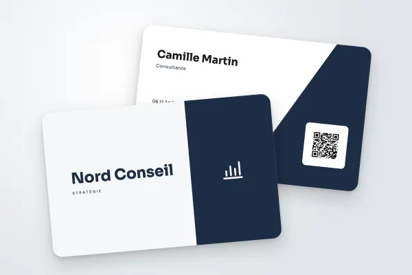 Modèle de carte de visite « Nord Conseil » (conseil et créatifs, deux tons, ardoise) : recto et verso
