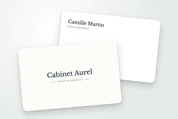 Modèle de carte de visite « Cabinet Aurel » (santé et bien-être, ornement, sauge) : recto et verso