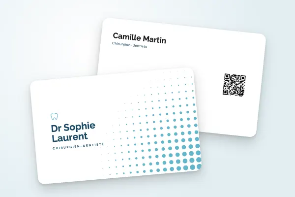 Modèle de carte de visite « Dr Sophie Laurent » (santé et bien-être, trame de points) : recto et verso