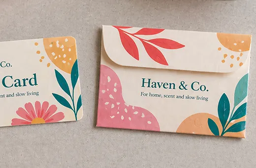 Printed envelope for gift card direct mailing