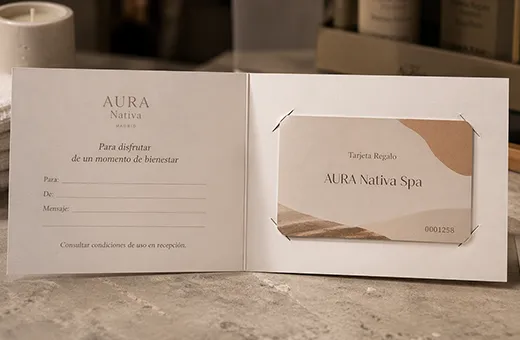 Folded card holder with gift card inserted into inner pocket