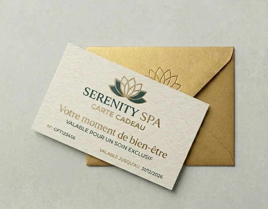 Premium paper gift cards with hot foil stamping and scratch-off activation code for retail and hospitality brands