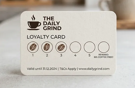 Paper stamp loyalty card for independent retailers