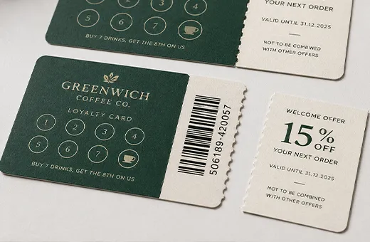 Paper gift card with detachable perforation separating message and redeemable section