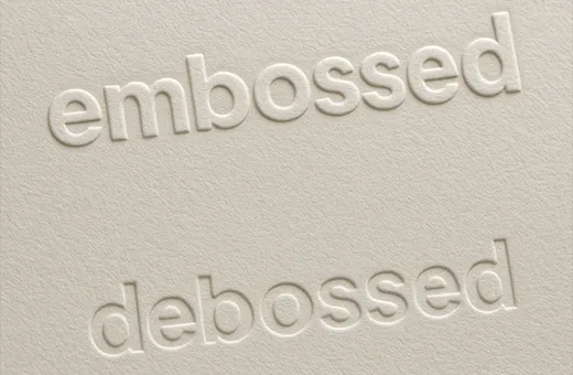 Paper card with embossed relief finish