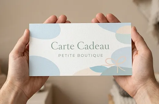 Larger voucher format paper gift card 105 by 210 mm DL for direct mailing and seasonal campaigns