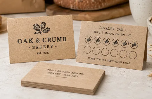 Kraft paper stamp loyalty card with natural brown finish for artisan and bakery use