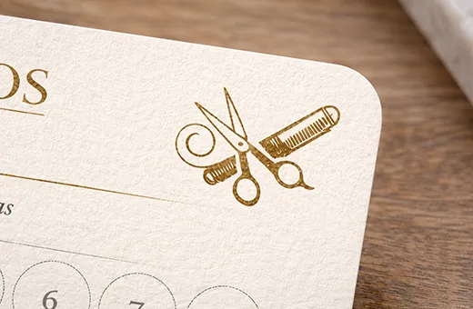 Paper card with rounded corners finish
