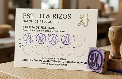 Paper loyalty card with pre-printed stamp zones