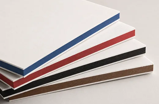 Triplex multi-layer paper business card with visible coloured edges 600 gsm
