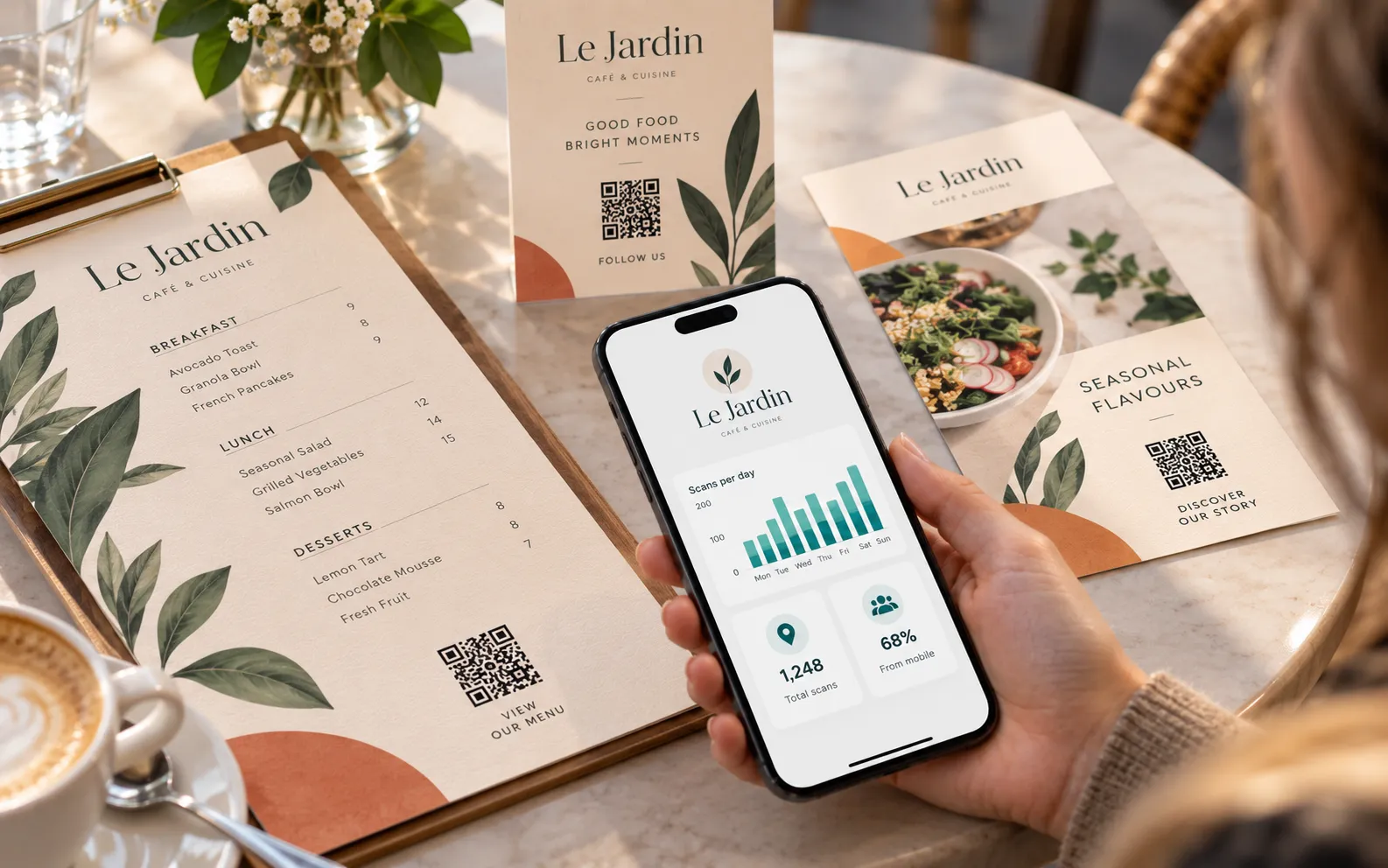 Dynamic QR codes printed on marketing materials
