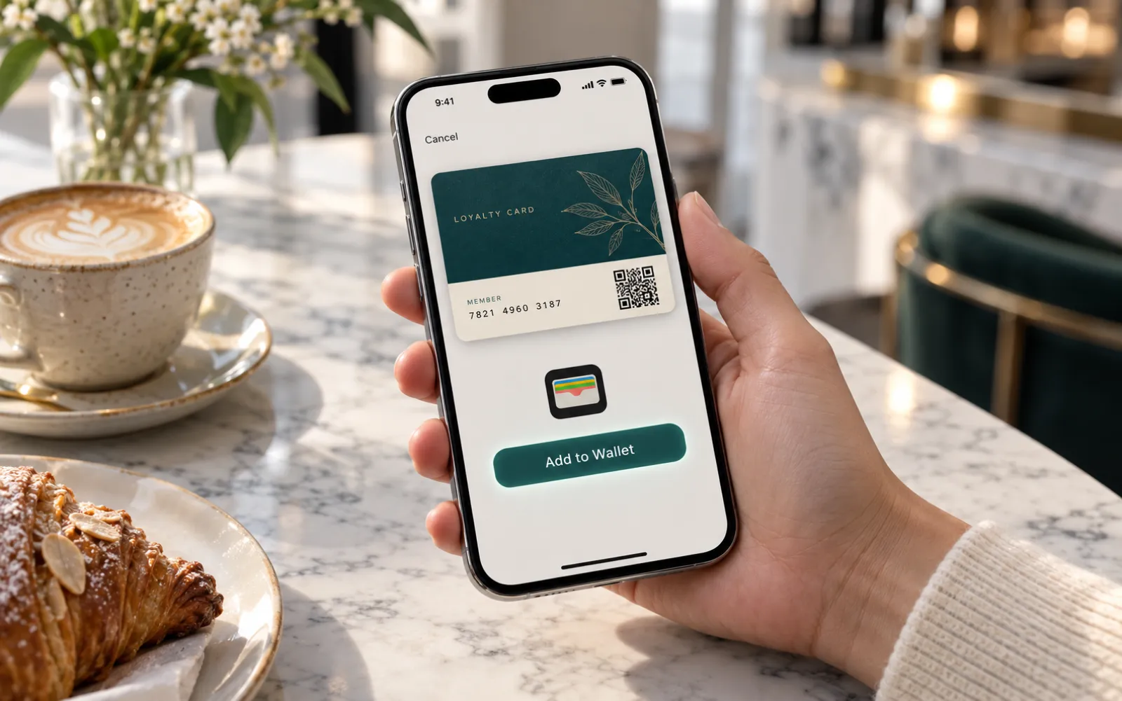 Adhérent qui ajoute sa carte de membre à Apple Wallet depuis un lien