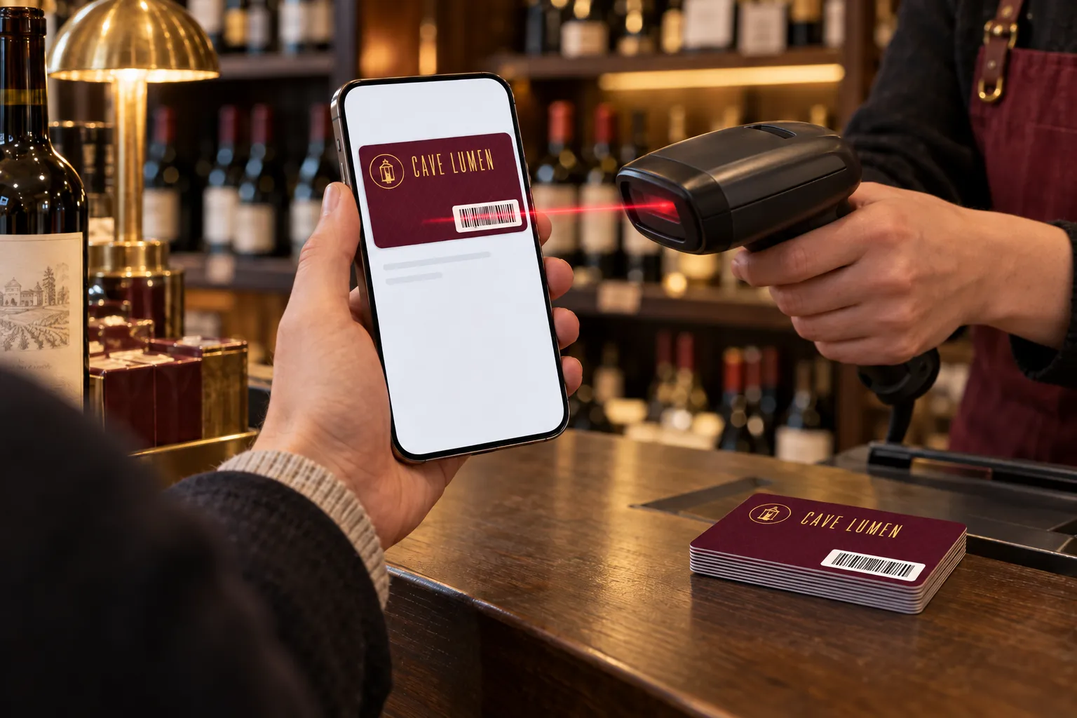 Card displayed on a smartphone screen, ready to be shown