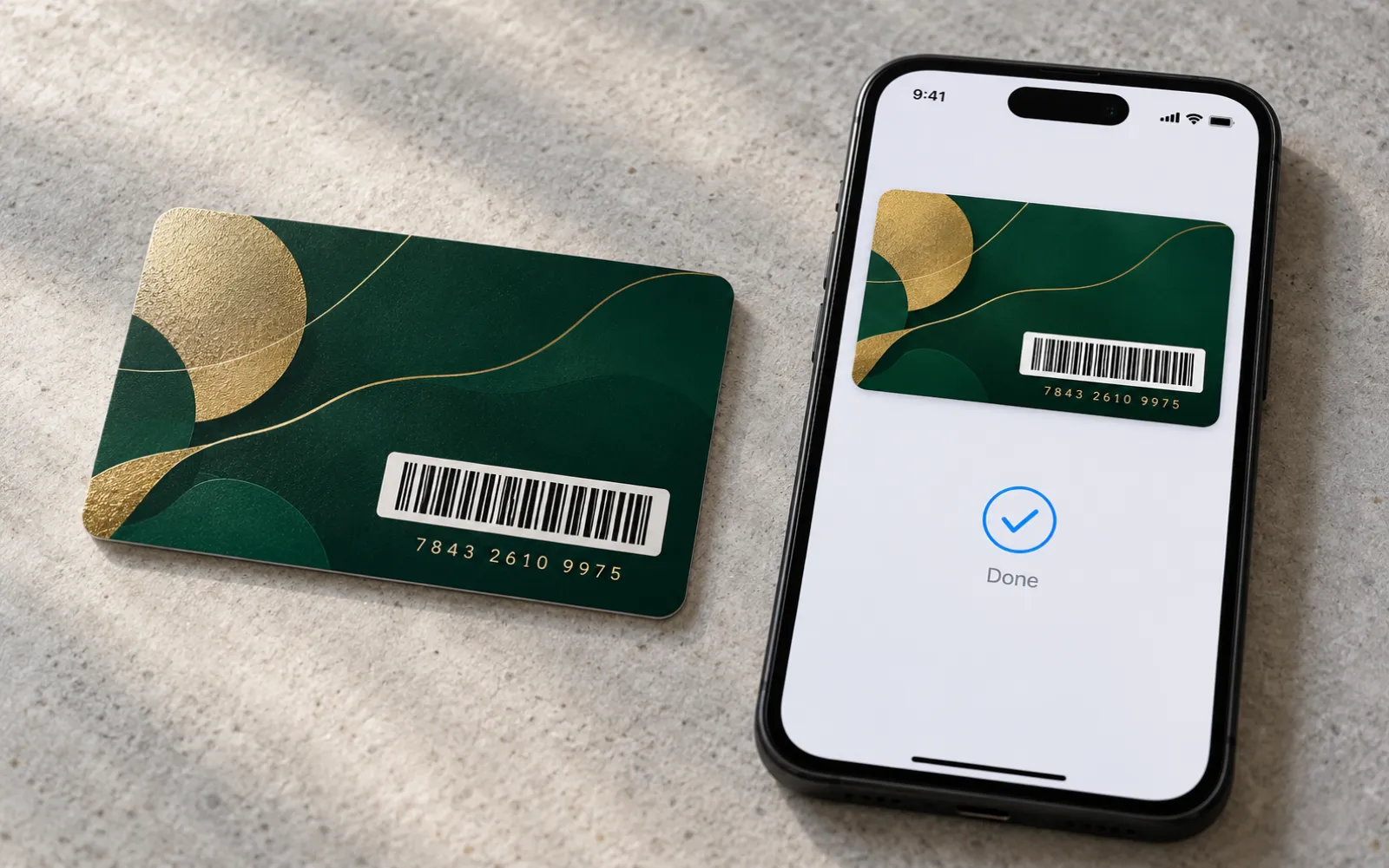 PVC card and Wallet card side by side, with the same numbers