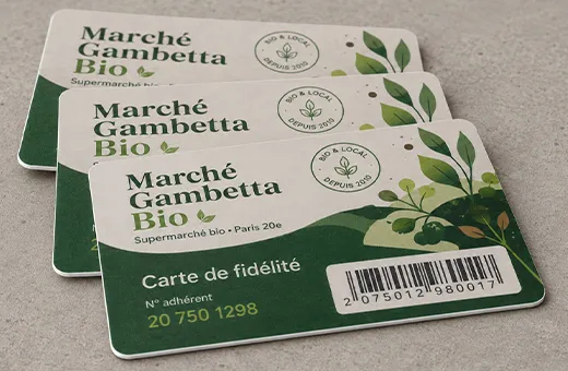 Bio-PVC gift card with bio-sourced content for sustainable retail gift programmes