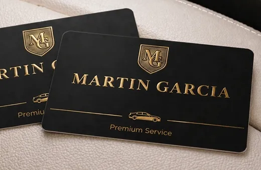 PVC business card with deep black and dark tone solid background printed in high opacity CMYK for foil pairing
