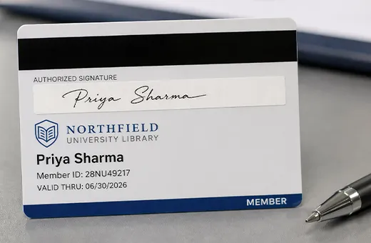 Magnetic stripe card with adjacent signature panel for retail and member-facing identification