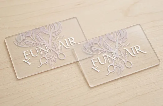 Transparent polyester gift card for modern premium brand presentations