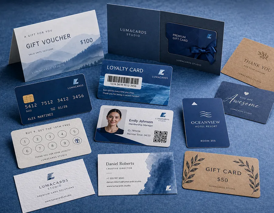 Custom card and packaging projects quoted by Lumacards specialists