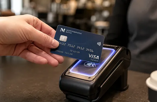 Banking smart card with NFC or RFID chip for secure access